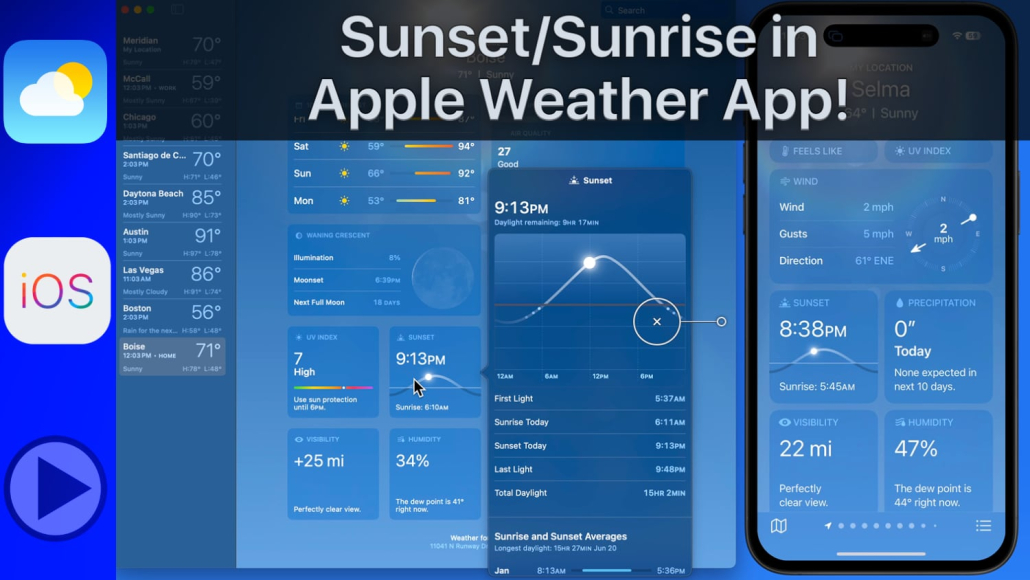 Apple Weather App - Sunrise Sunset - Tutorial